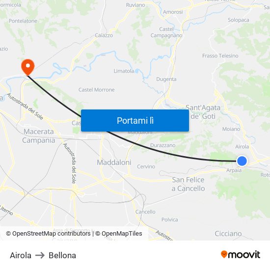 Airola to Bellona map