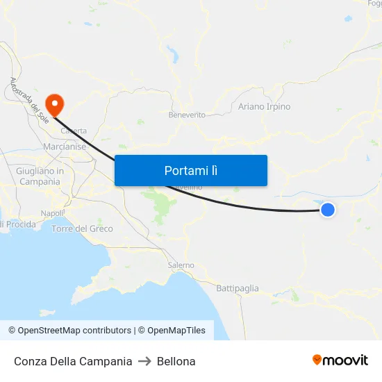 Conza Della Campania to Bellona map