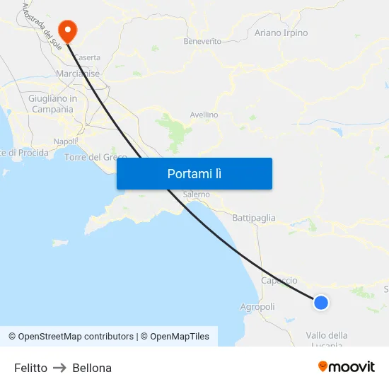 Felitto to Bellona map