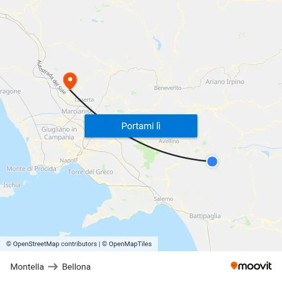 Montella to Bellona map