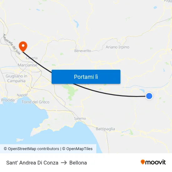 Sant' Andrea Di Conza to Bellona map