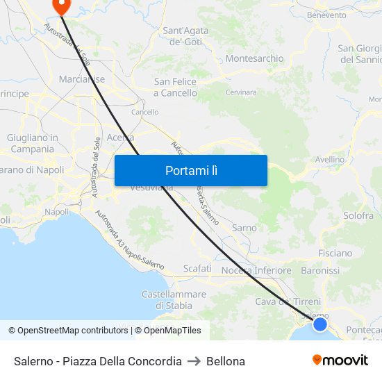 Salerno - Piazza Della Concordia to Bellona map