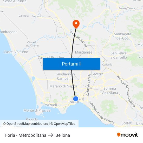 Foria - Metropolitana to Bellona map