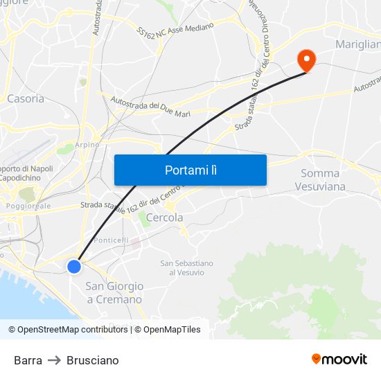 Barra to Brusciano map