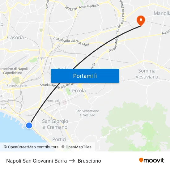 Napoli San Giovanni-Barra to Brusciano map