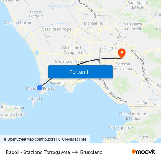 Bacoli - Stazione Torregaveta to Brusciano map