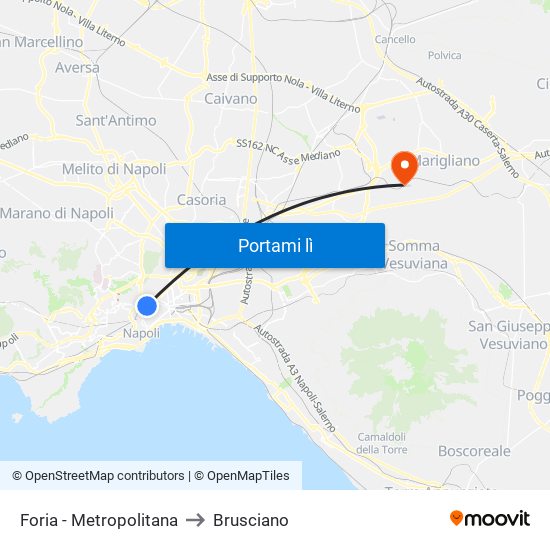 Foria - Metropolitana to Brusciano map