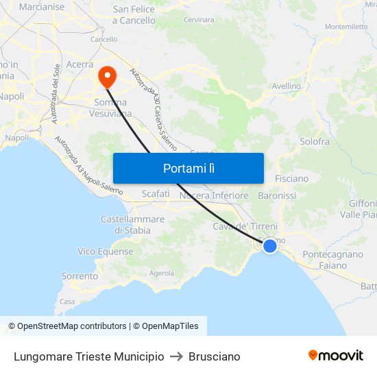 Lungomare Trieste Municipio to Brusciano map