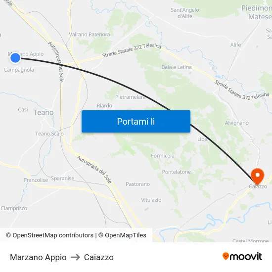 Marzano Appio to Caiazzo map