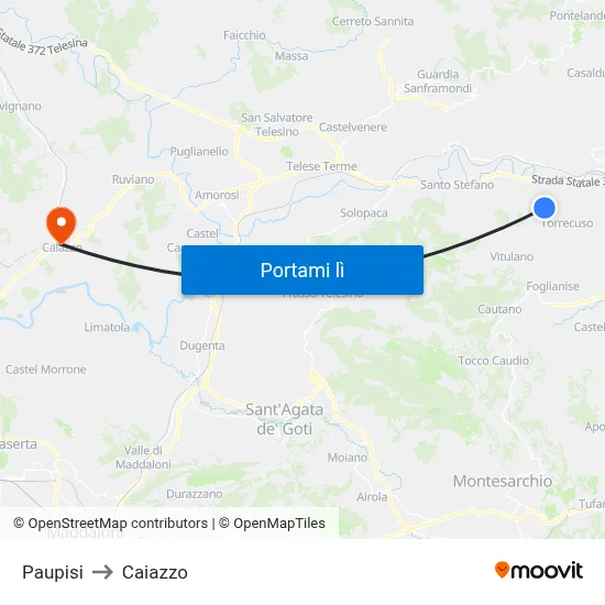 Paupisi to Caiazzo map