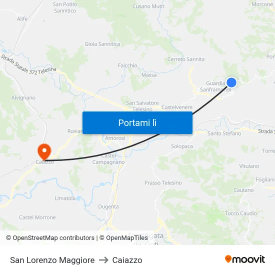 San Lorenzo Maggiore to Caiazzo map