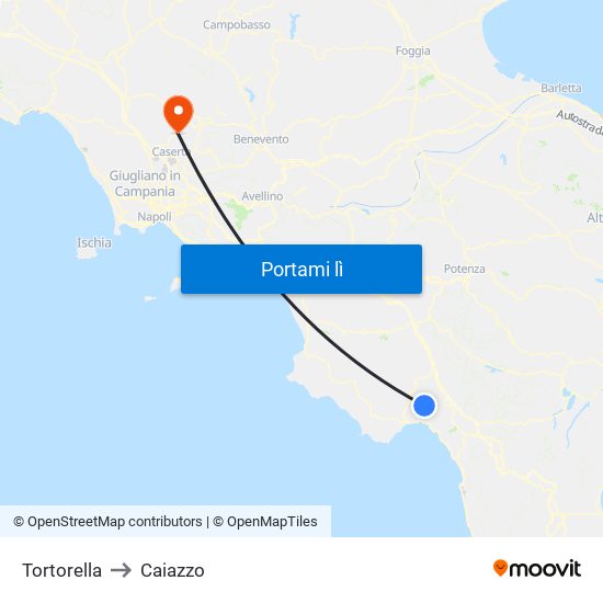 Tortorella to Caiazzo map