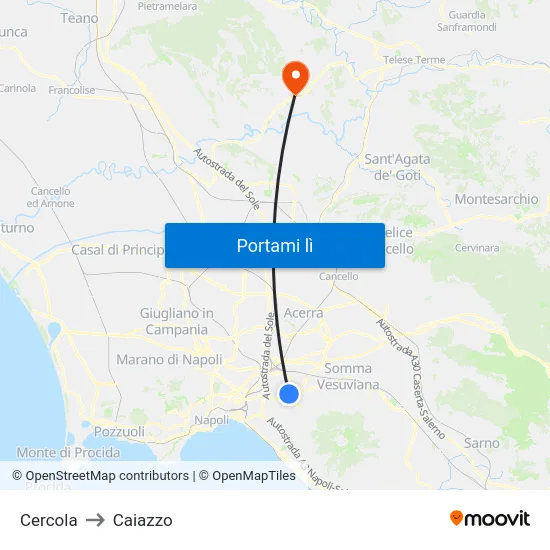 Cercola to Caiazzo map