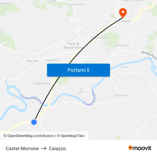Castel Morrone to Caiazzo map