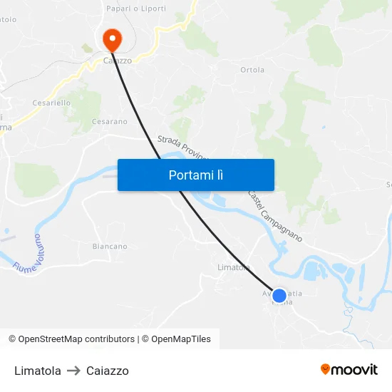 Limatola to Caiazzo map