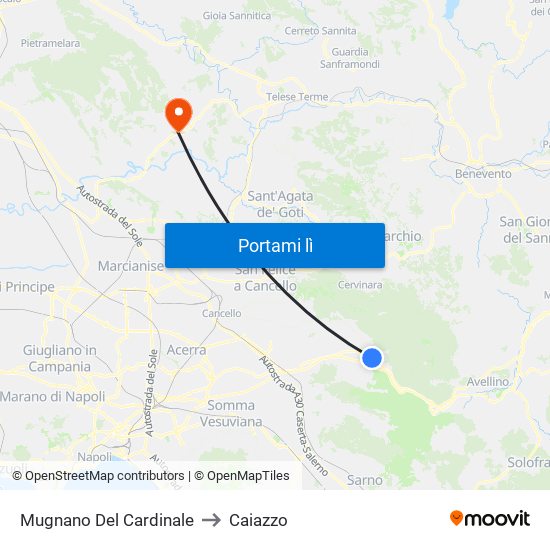 Mugnano Del Cardinale to Caiazzo map