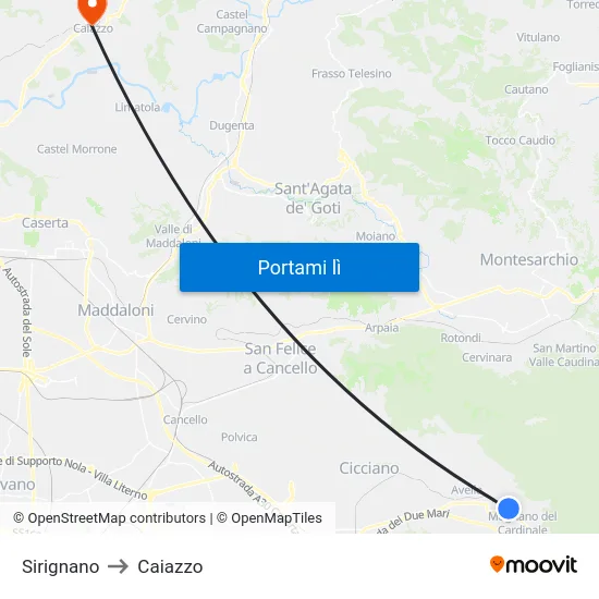 Sirignano to Caiazzo map
