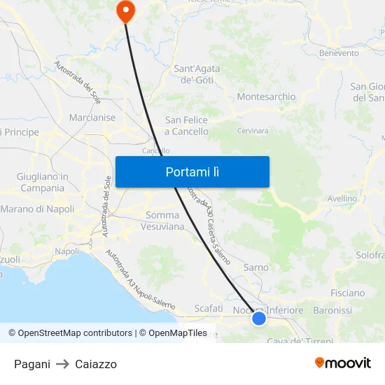 Pagani to Caiazzo map