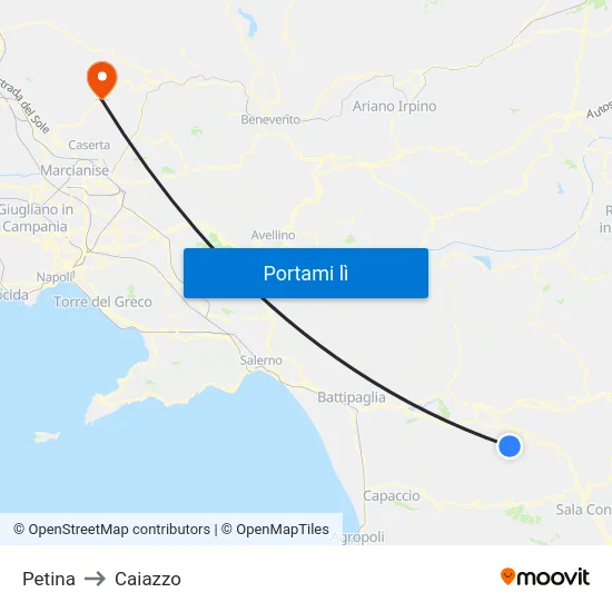 Petina to Caiazzo map