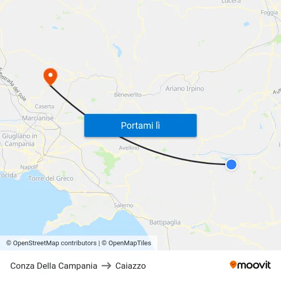Conza Della Campania to Caiazzo map