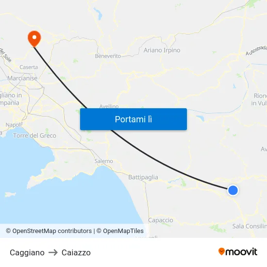 Caggiano to Caiazzo map