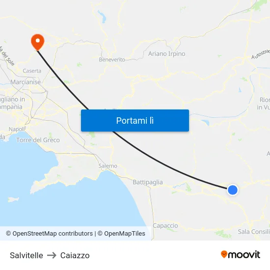 Salvitelle to Caiazzo map