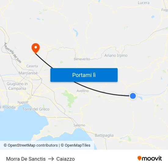 Morra De Sanctis to Caiazzo map