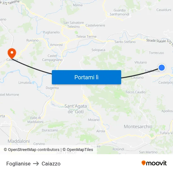 Foglianise to Caiazzo map