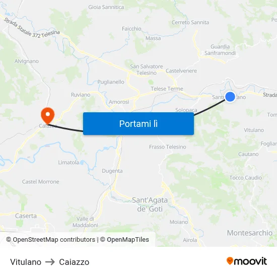 Vitulano to Caiazzo map