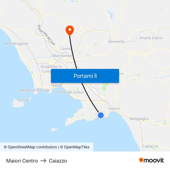 Maiori Centro to Caiazzo map