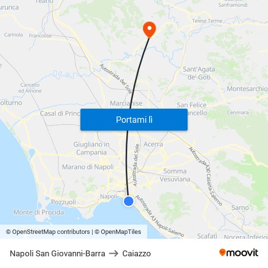 Napoli San Giovanni-Barra to Caiazzo map