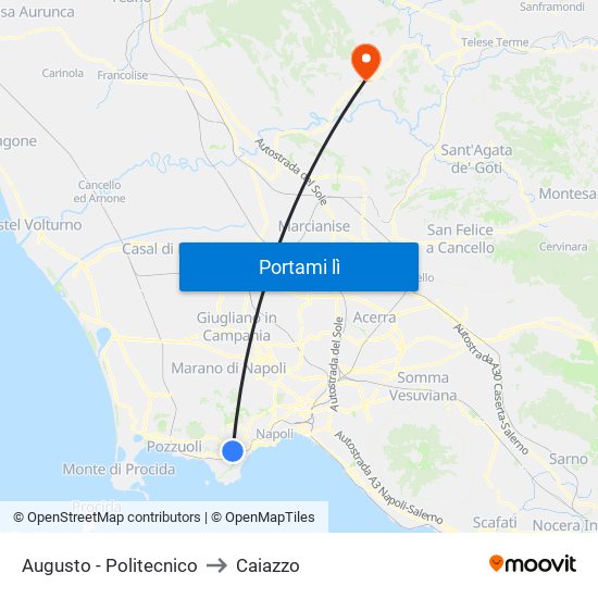 Augusto - Politecnico to Caiazzo map