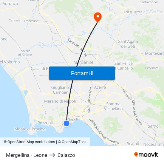 Mergellina - Leone to Caiazzo map