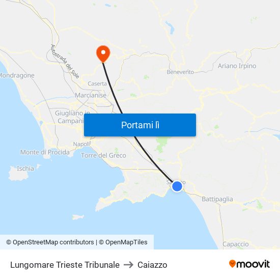 Lungomare Trieste Tribunale to Caiazzo map