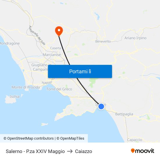 Salerno - P.za XXIV Maggio to Caiazzo map