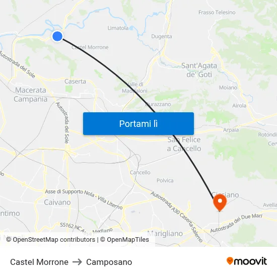 Castel Morrone to Camposano map