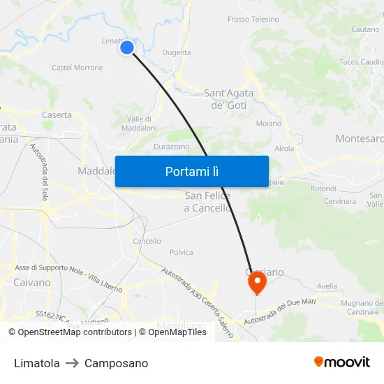 Limatola to Camposano map