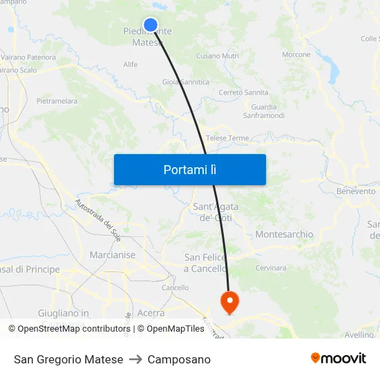 San Gregorio Matese to Camposano map