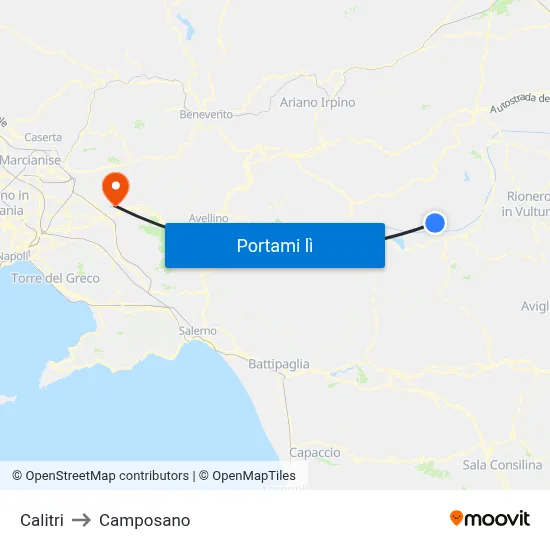 Calitri to Camposano map