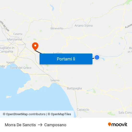 Morra De Sanctis to Camposano map