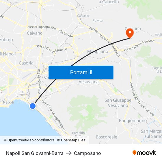 Napoli San Giovanni-Barra to Camposano map