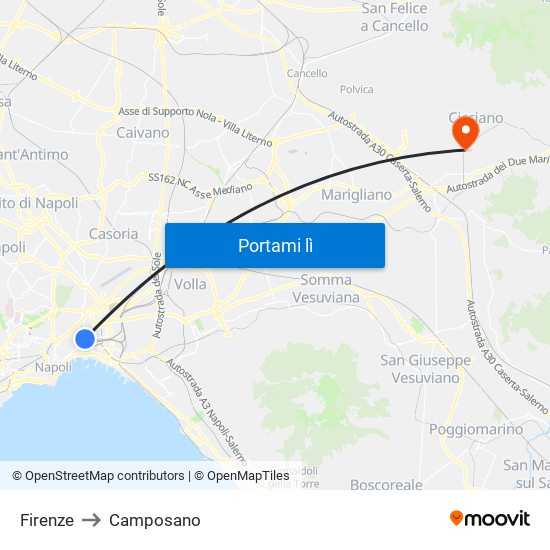 Firenze to Camposano map