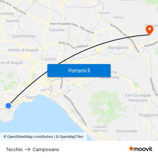 Tecchio to Camposano map