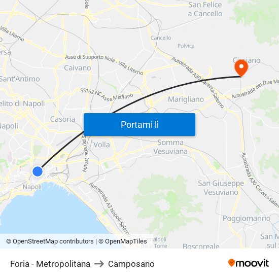 Foria - Metropolitana to Camposano map