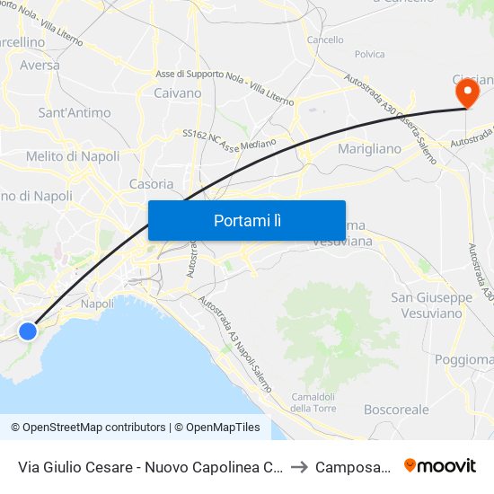 Via Giulio Cesare - Nuovo Capolinea Ctp to Camposano map