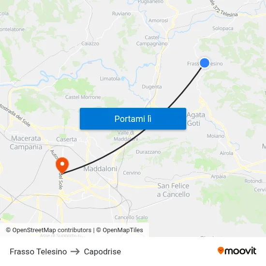 Frasso Telesino to Capodrise map