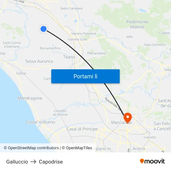Galluccio to Capodrise map