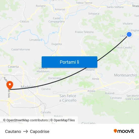 Cautano to Capodrise map
