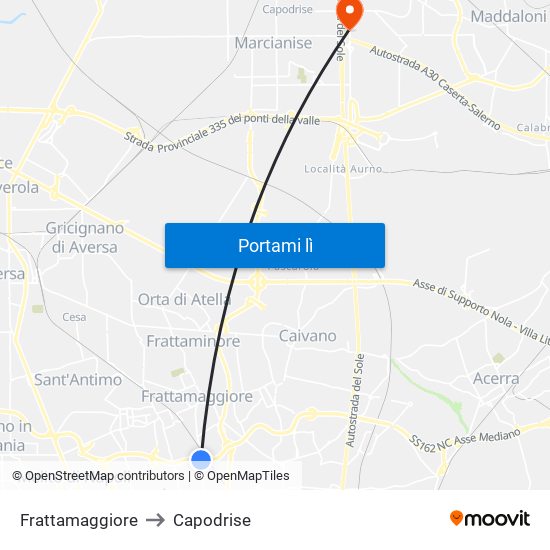 Frattamaggiore to Capodrise map