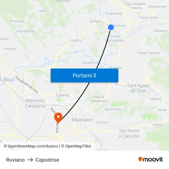Ruviano to Capodrise map